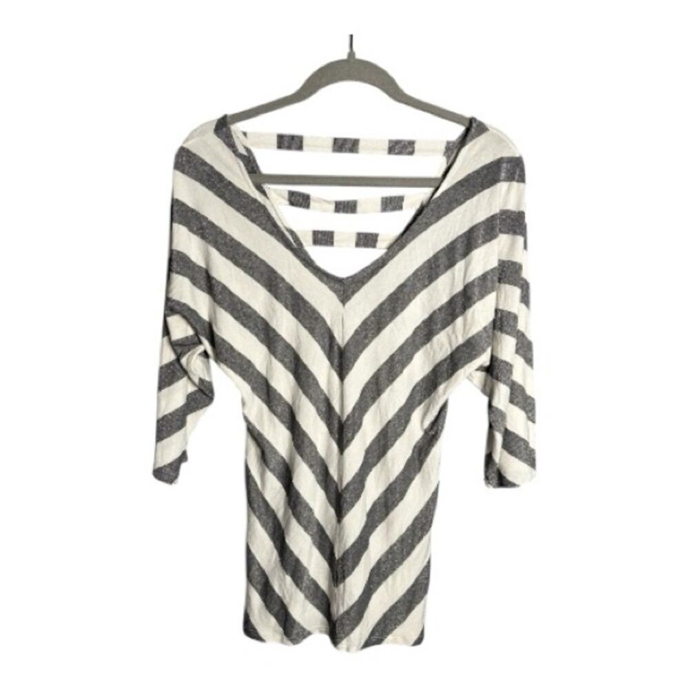 White House Black Market White Silver Metallic Strappy Back Top Small